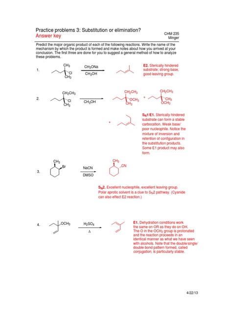 substitution  elimination practice problems  answer key