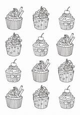 Cupcakes Adult Celine sketch template