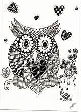 Owl Zentangle Doodle Coloring Pages Zen Au sketch template