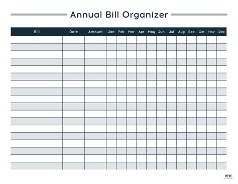 monthly bill organizers   printables printabulls