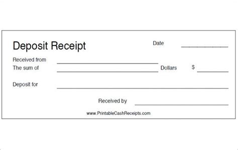 car deposit receipt template  excellent customizable receipt