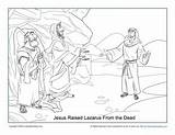 Lazarus Jesus Coloring Raised John Dead sketch template