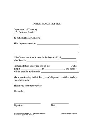 inheritance letter fill  sign printable template
