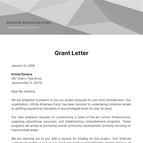 grant letter templates examples edit