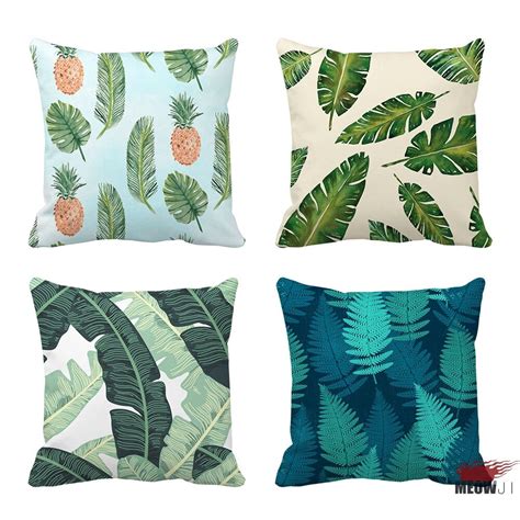 fern plant leaf spring jungle multi size throw pillow case  shippingpillow casethrow