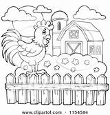 Fence Farm Clipart Rooster Outlined Cartoon Visekart Royalty Animals Vector Coloring Illustration 2021 Template Clipartof sketch template
