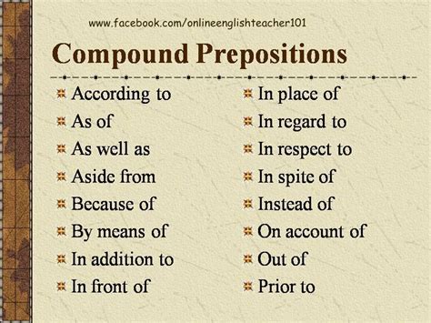 compound prepositions preposition worksheets prepositions