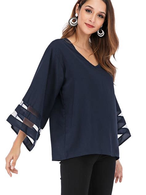 sayfut juniors  size tops blouses  women shirts casual  neck  bell sleeve loose