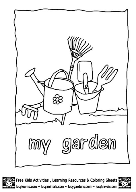 kids gardening tools coloring page lucy garden coloring page
