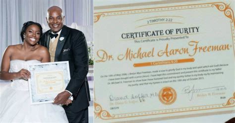 bride brelyn bowman gives father certificate of purity to prove she s