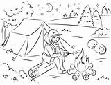 Camping Girl Coloring Pages Printable Kids Summer Categories A4 sketch template