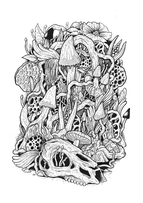 ilustration series mushroom art mushroom drawing cool coloring pages