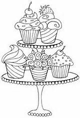Cupcakes Coloring Cupcake Pages Drawing Cute Thiebaud Wayne Cakes Kids Google Kleurplaat Embroidery Color Sweet Printable Cup Doodles Adult Para sketch template