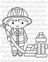 Coloring Firefighter Fire sketch template