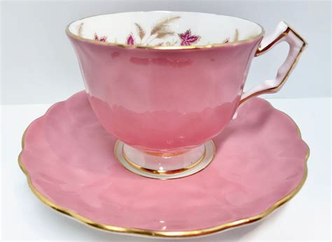 pink aynsley tea cup  saucer antique tea cups vintage english bone