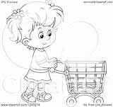Pushing Cart Girl Shopping Clipart Illustration Royalty Bannykh Alex Vector 2021 sketch template