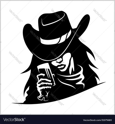 beautiful cowgirl woman with glass royalty free vector image