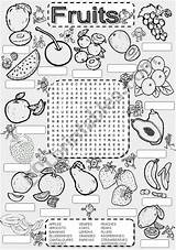 Wordsearch Fruits Worksheet Preview Esl sketch template