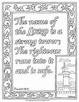 Coloring Proverbs Pages Name Kids 18 Strong Lord Tower Bible Colouring Sheets Printable Printables Adult Children Coloringpagesbymradron Adron Mr Kid sketch template
