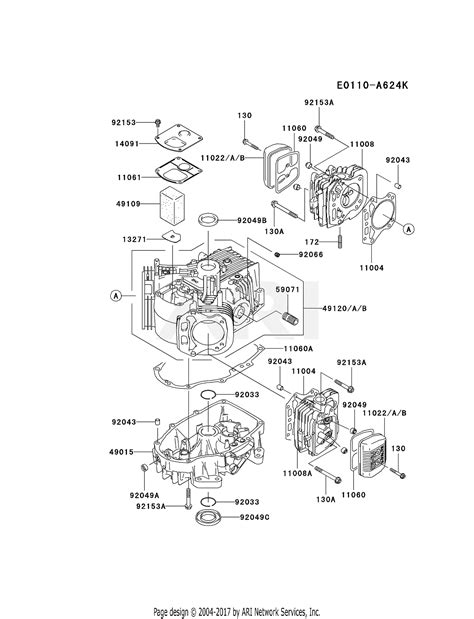 kawasaki fhv bw  stroke engine fhv parts diagram  cylindercrankcase