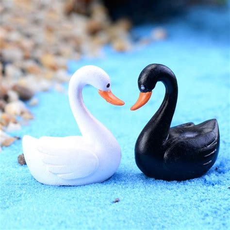 small mini cute goose swan model aquariums ornaments fairy garden