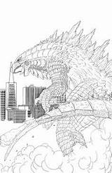 Coloring Godzilla Kaiju Robot Wip Lineart Kong sketch template