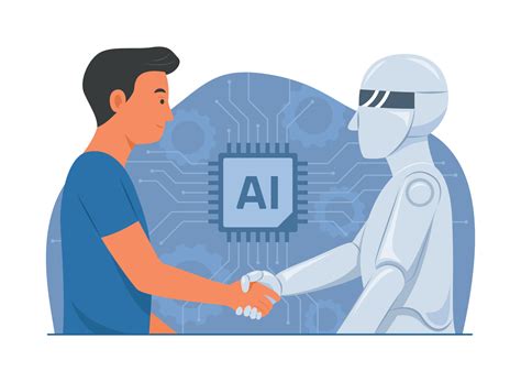 human  robot shaking hand concept illustration  vector art