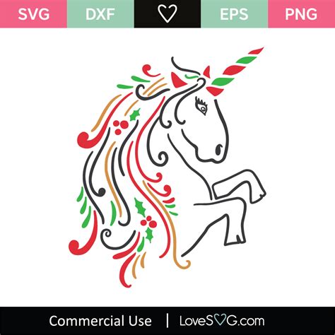 christmas unicorn svg cut file lovesvgcom