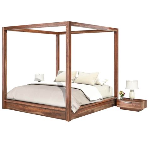 hampshire rustic solid wood king size canopy bed