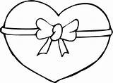 Coloring Heart Valentine Pages Bow Kids sketch template