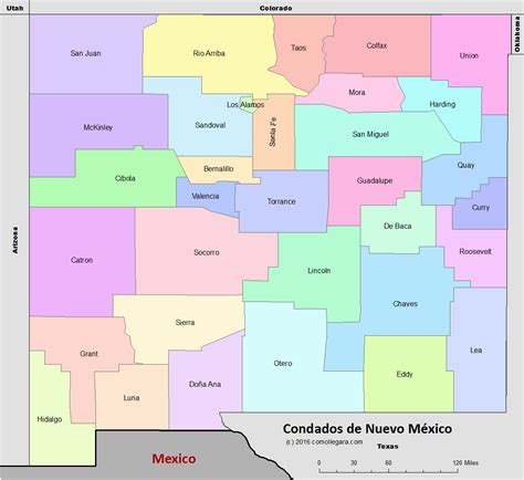 Mapa De Los Condados De Nuevo México