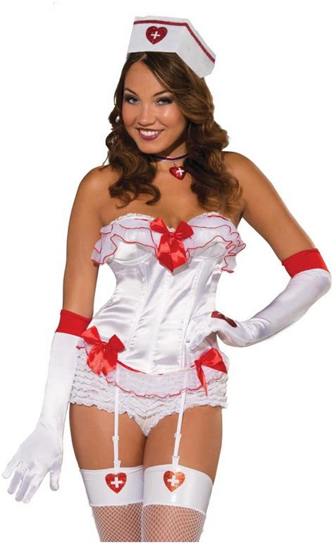 Sexy Nurse White And Red Costume Corset Adult
