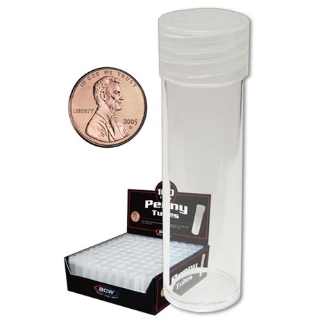 bcw clear  penny cent coin tubes  frosted screw  cap