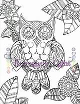 Coloring Owl Paisley Zentangle sketch template