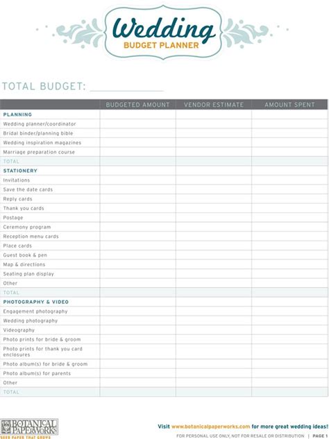 pin  wedding   budget  printable wedding budget planner