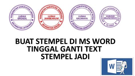 buat stempel  ms word tinggal ganti text youtube