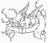 Coloring Wolf Pages Winged Kitsune Wings Cute Lineart Cat Wolves Adult Fox Color Pup Drawings Deviantart Colouring Anime Tiger Girl sketch template