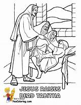Coloring Pages Bible Jesus Peter Dorcas Tabitha Dead School Christ Girl Colouring Jairus Sunday Raises Daughter People Miracles Faithful Activities sketch template