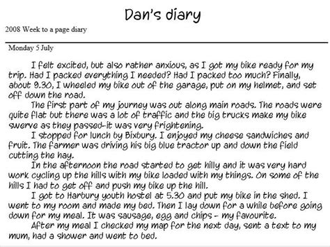dans diary writing  recount teaching resources