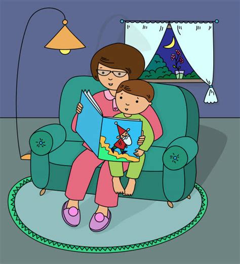mom reading bedtime story illustrations royalty free vector graphics