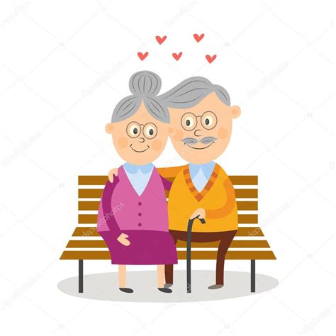 funny old couple sitting together on park bench — stock