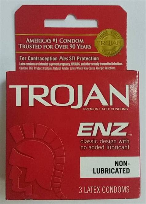 new trojan enz premium latex reservoir tip condoms non lube lubricated 3 pack