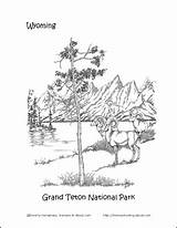 Coloring Teton Yellowstone Pages Grand Vacation National Park Parks Nature Choose Board Wyoming sketch template