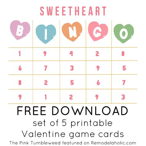 printable valentine bingo conversation heart cards
