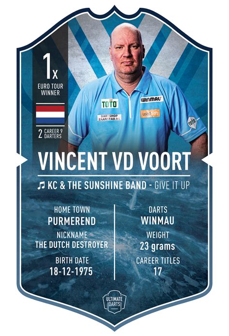 vincent van der voort official ultimate darts card personally signed  vincent dartshoptv