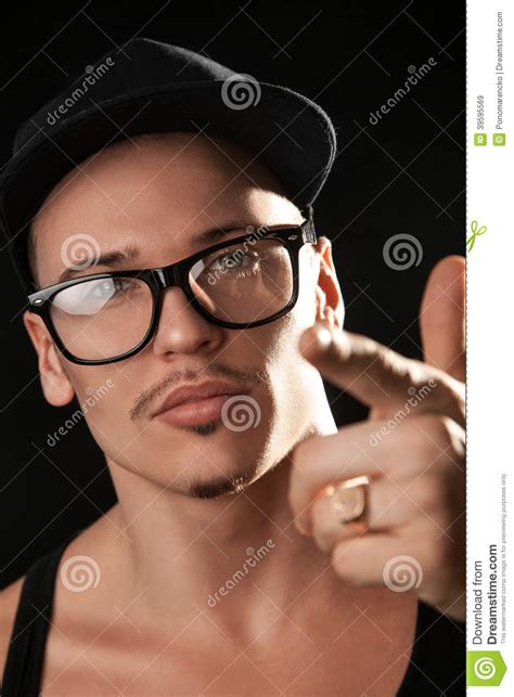 Portrait Of Fashion Male Model In Glasses Stock Image