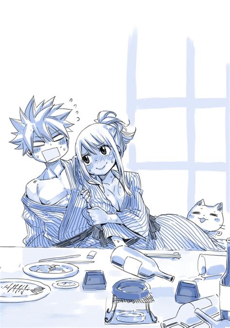 lucy heartfilia natsu dragneel and happy fairy tail drawn by