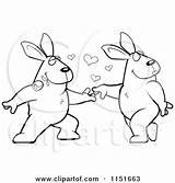 Rabbit Dancing Clipart Biting Amorous Character Rose Cartoon Female Thoman Cory Vector Outlined Coloring Royalty Couple 2021 sketch template