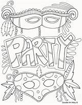 Mardi Gras Coloring Pages Masks Doodle Alley Party sketch template