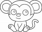 Monkey Coloring Clip Little Cute Clipart Baby Sweetclipart sketch template